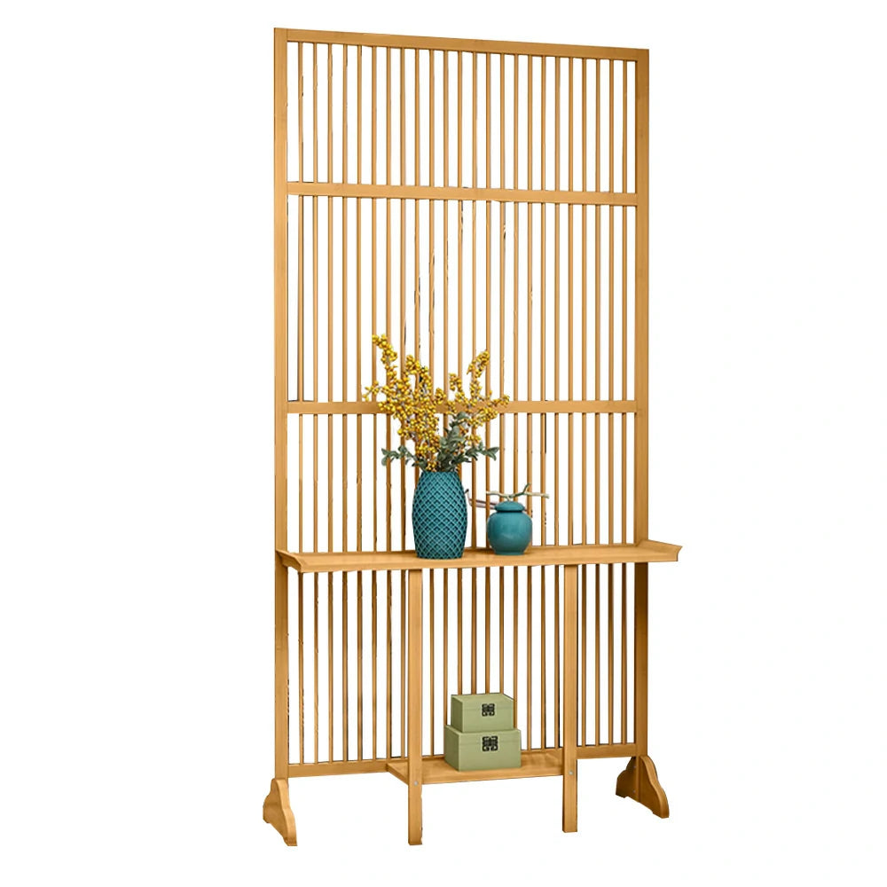 LIVARA Bamboo High Screen Partition 71Cm/100Cm With Storage Platform Wood Color/Walnut Color