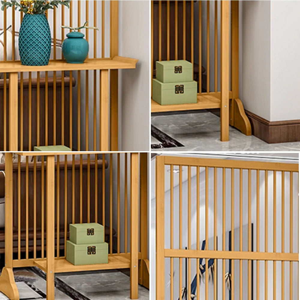 LIVARA Bamboo High Screen Partition 71Cm/100Cm With Storage Platform Wood Color/Walnut Color