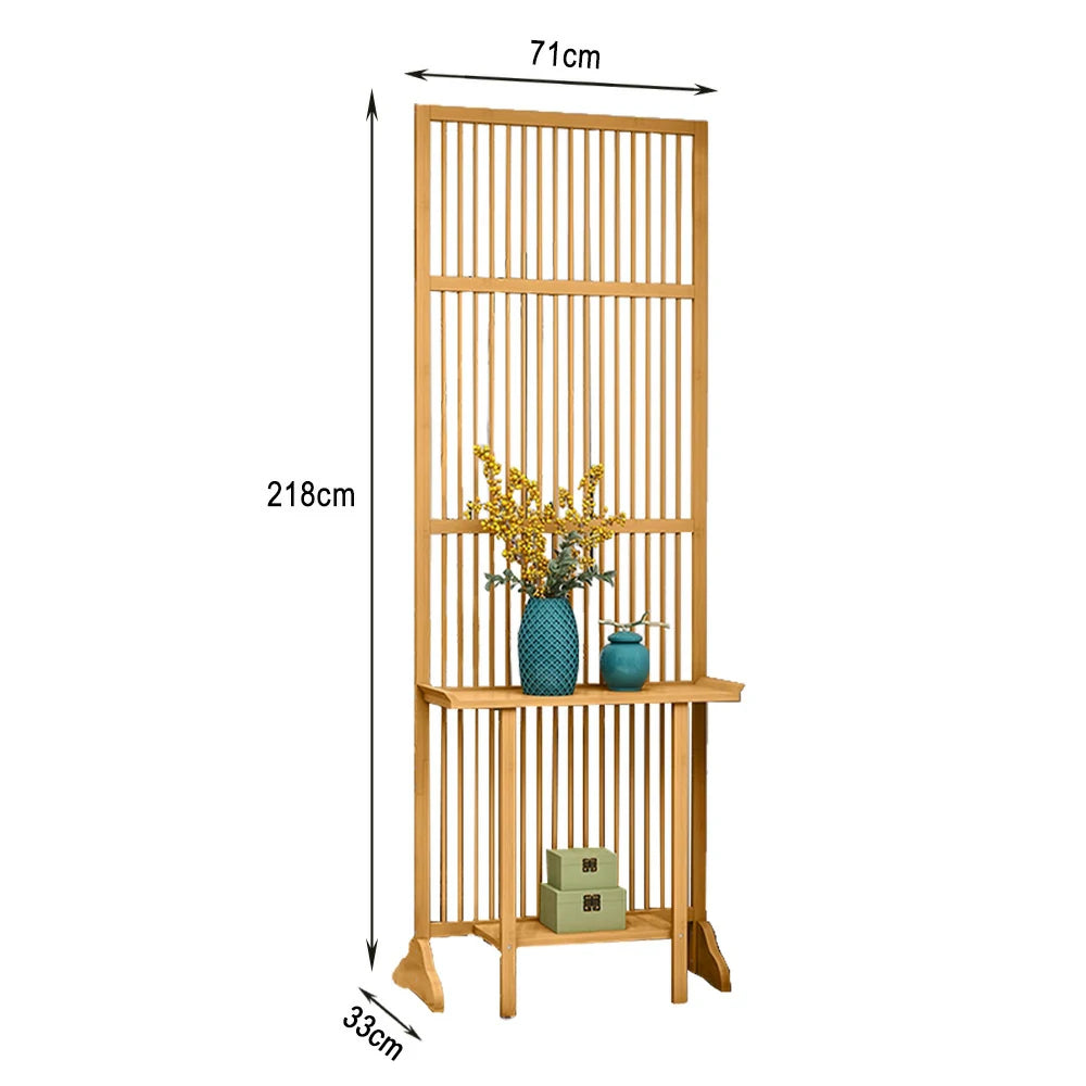 LIVARA Bamboo High Screen Partition 71Cm/100Cm With Storage Platform Wood Color/Walnut Color