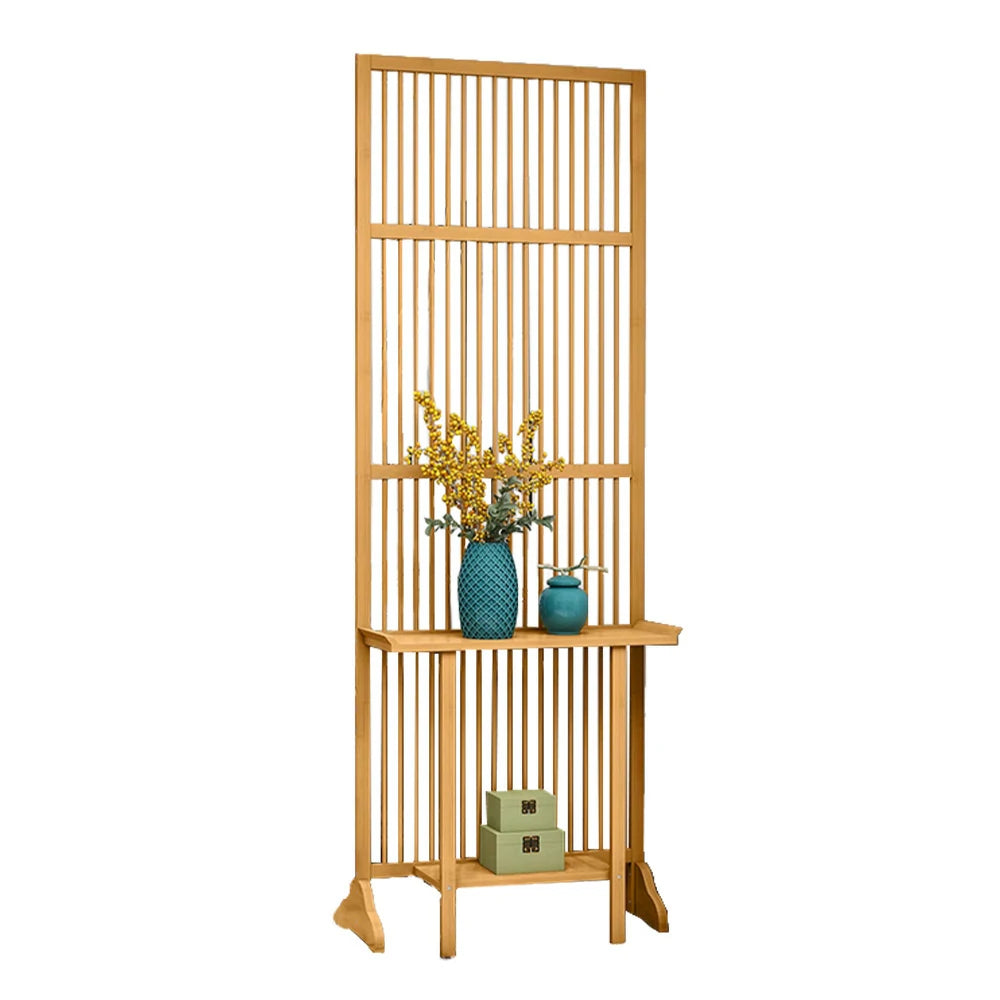 LIVARA Bamboo High Screen Partition 71Cm/100Cm With Storage Platform Wood Color/Walnut Color