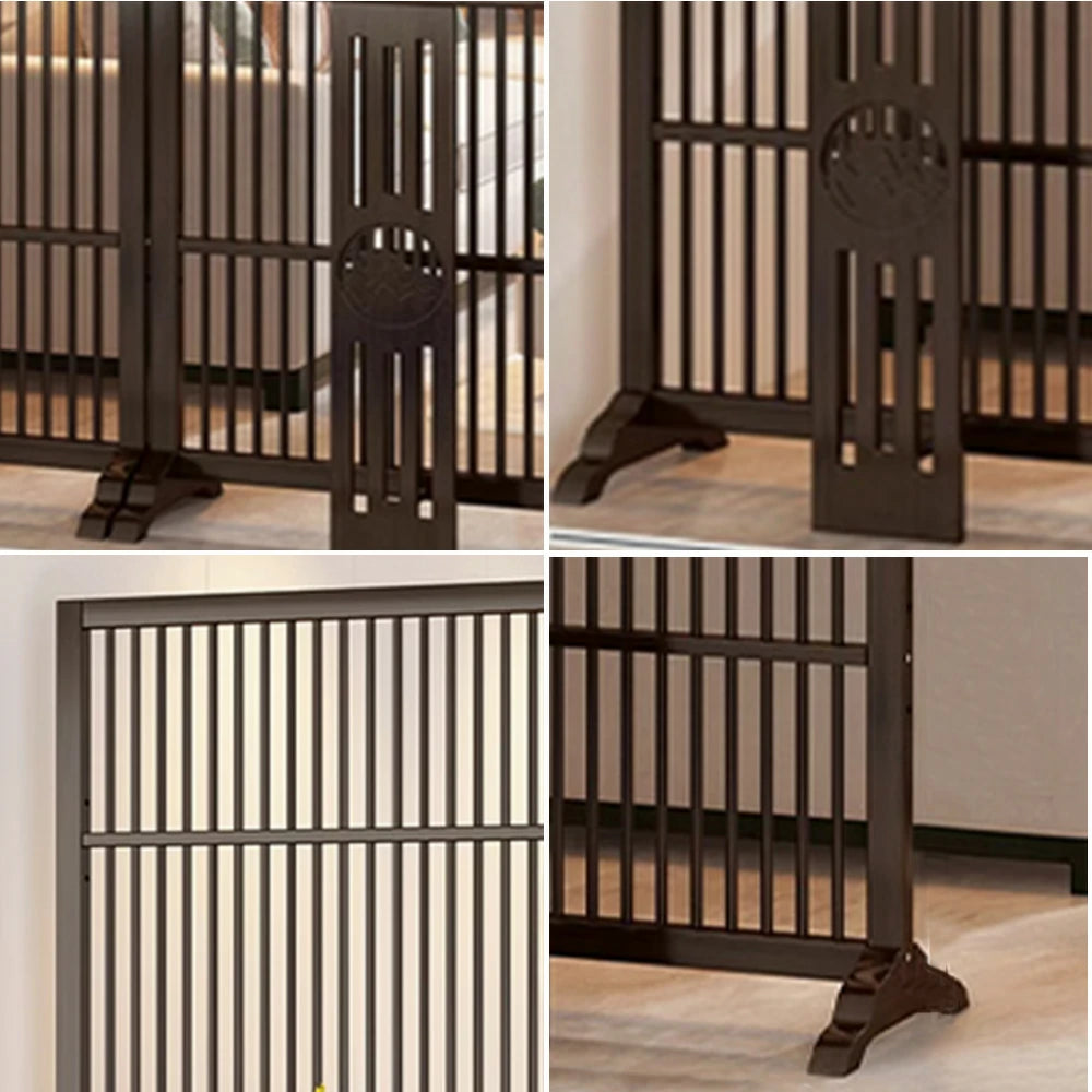 LIVARA Bamboo Screen Partition With Storage Platform 72Cm 144Cm Wood Color/Walnut Color