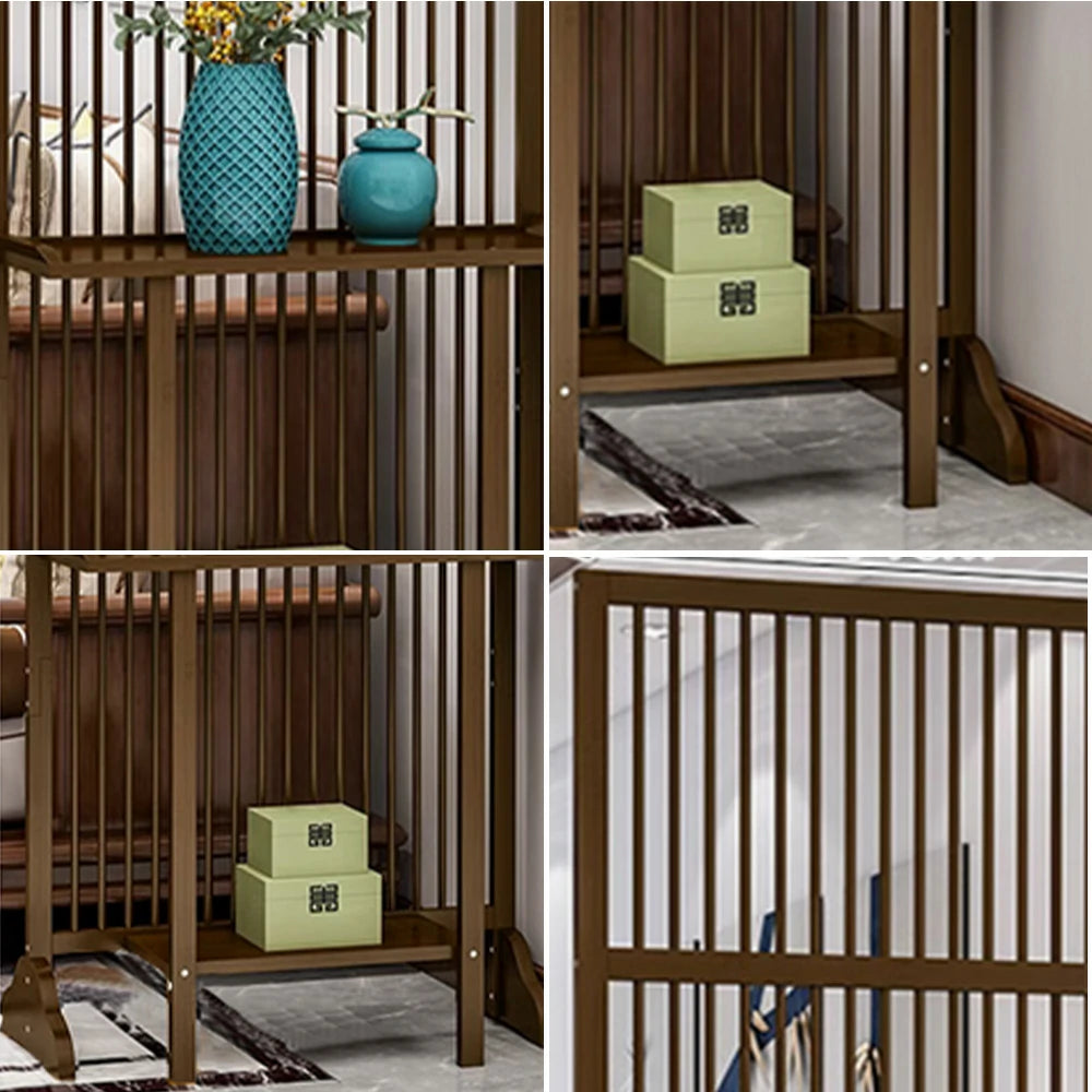 LIVARA Bamboo High Screen Partition 71Cm/100Cm With Storage Platform Wood Color/Walnut Color