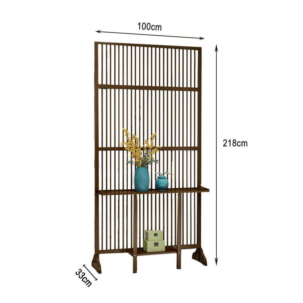 LIVARA Bamboo High Screen Partition 71Cm/100Cm With Storage Platform Wood Color/Walnut Color