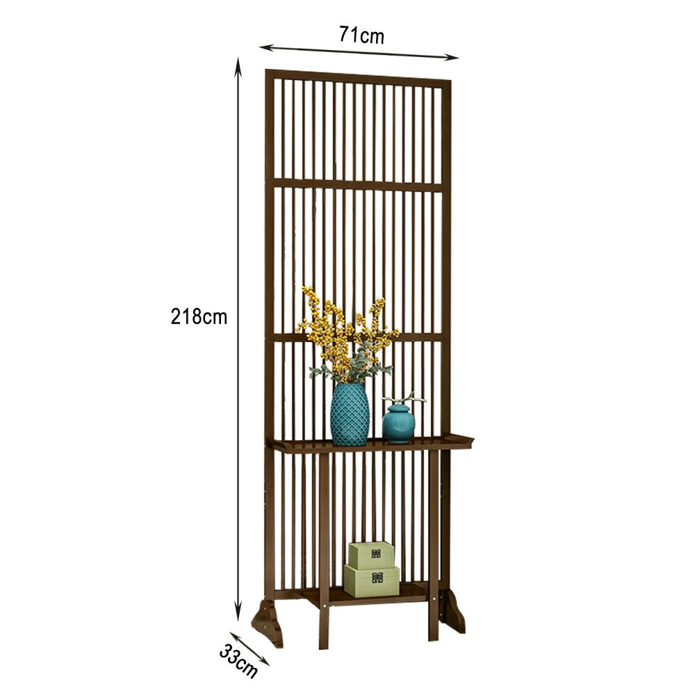 LIVARA Bamboo High Screen Partition 71Cm/100Cm With Storage Platform Wood Color/Walnut Color