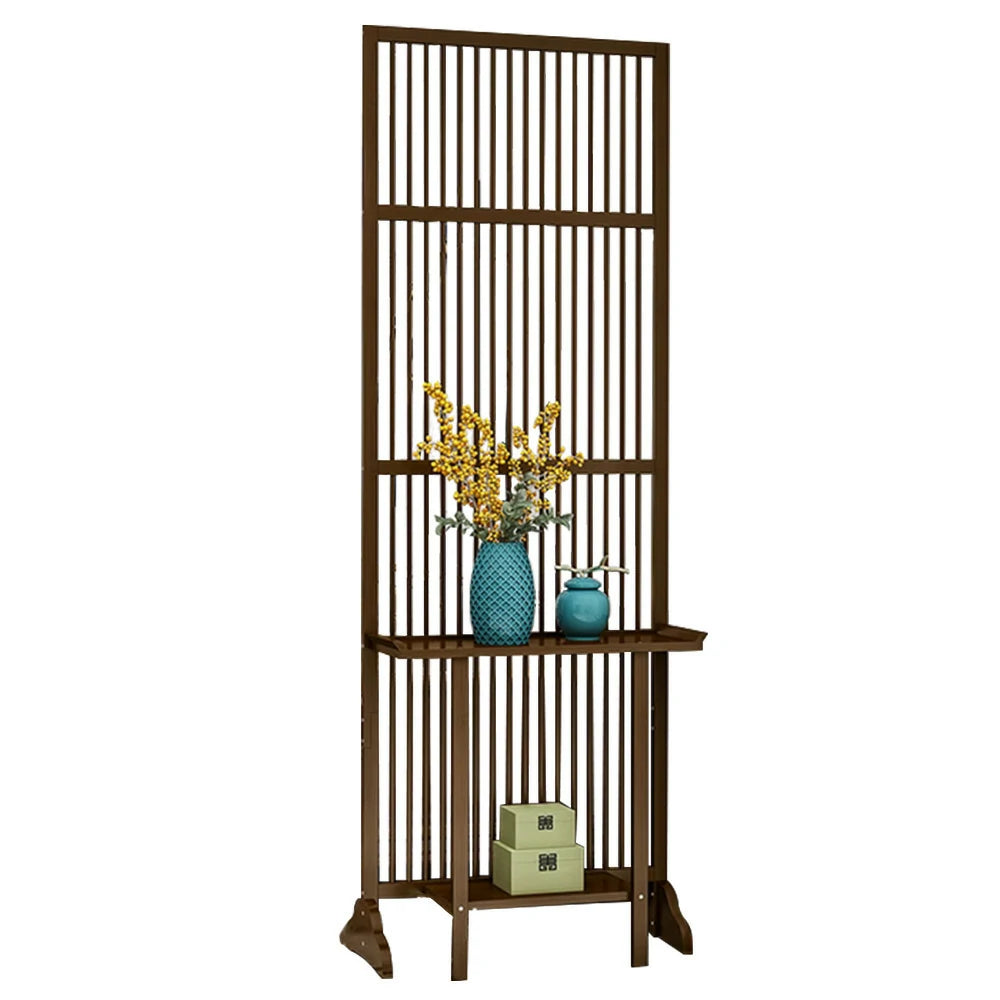 LIVARA Bamboo High Screen Partition 71Cm/100Cm With Storage Platform Wood Color/Walnut Color