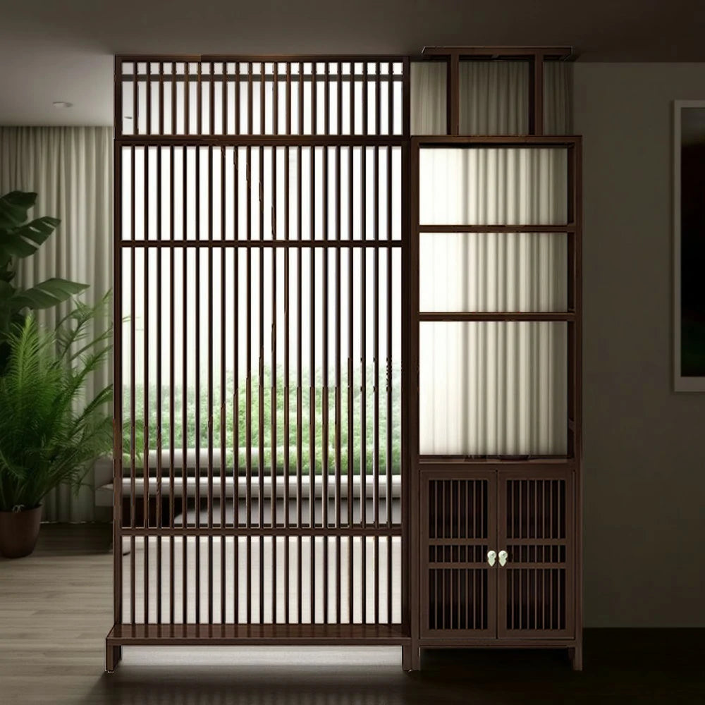 LIVARA Bamboo Height Storage Cabinet With 71Cm And 91Cm Screen Partitions