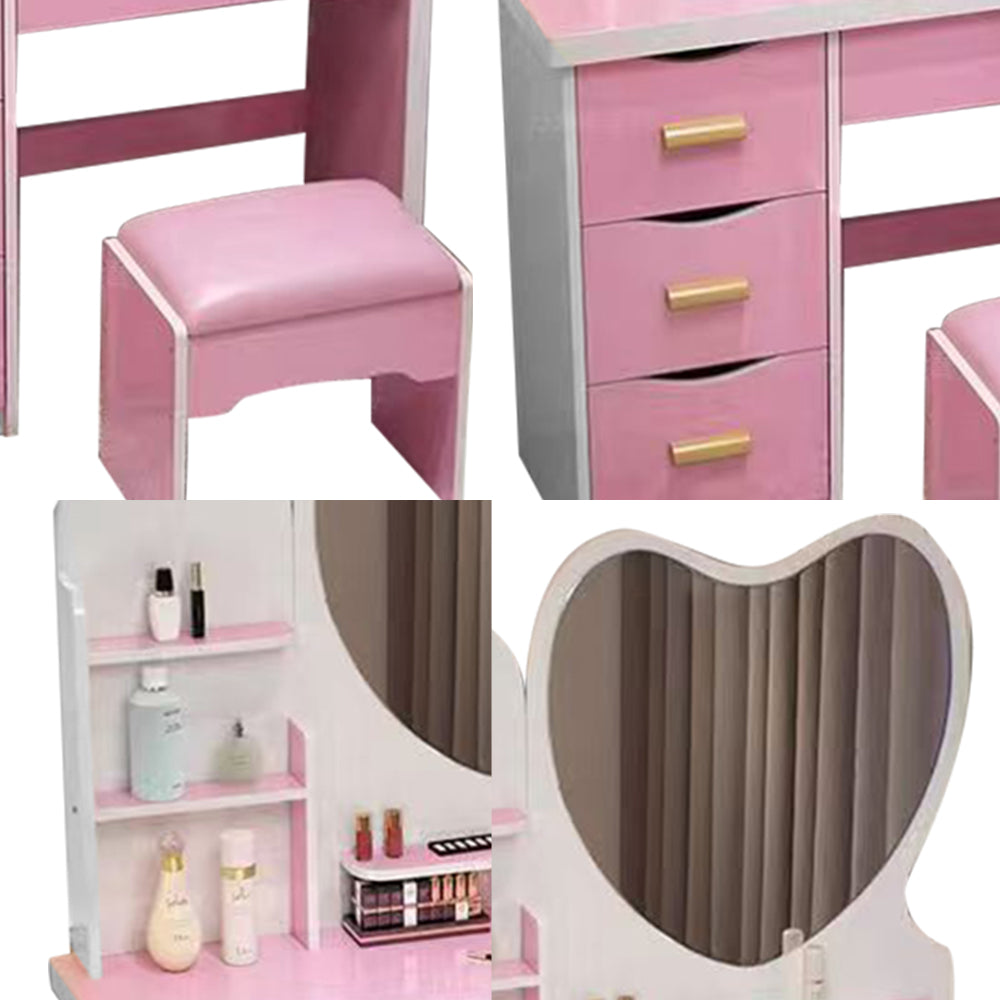 LIVARA 70/80/100CM Length Heart-shaped Mirror Dressing Table With Stool