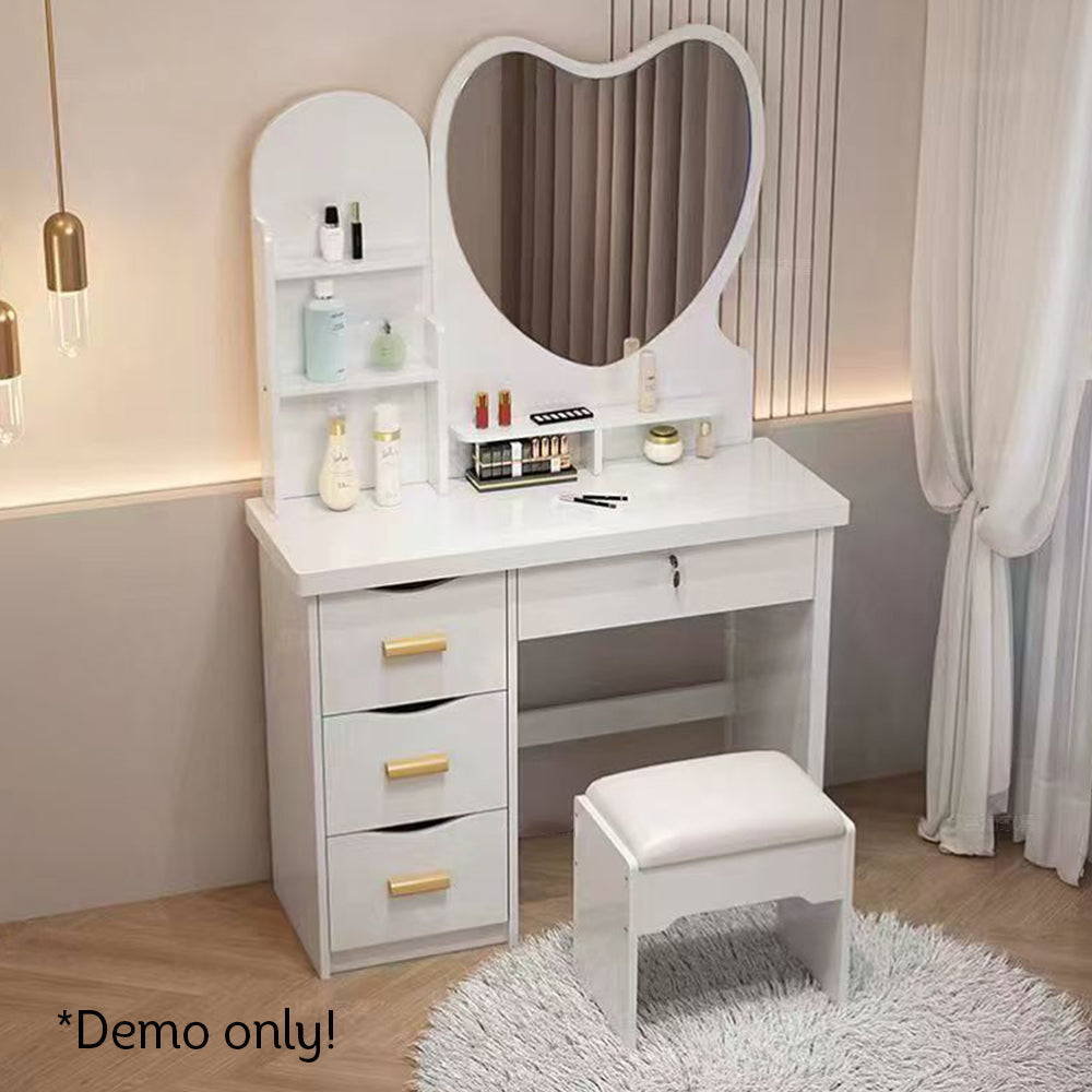 LIVARA 70/80/100CM Length Heart-shaped Mirror Dressing Table With Stool