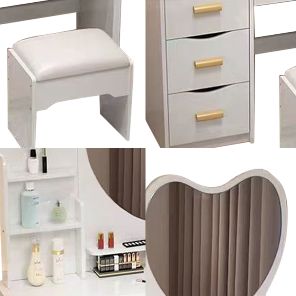 LIVARA 70/80/100CM Length Heart-shaped Mirror Dressing Table With Stool