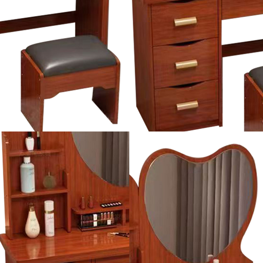LIVARA 70/80/100CM Length Heart-shaped Mirror Dressing Table With Stool