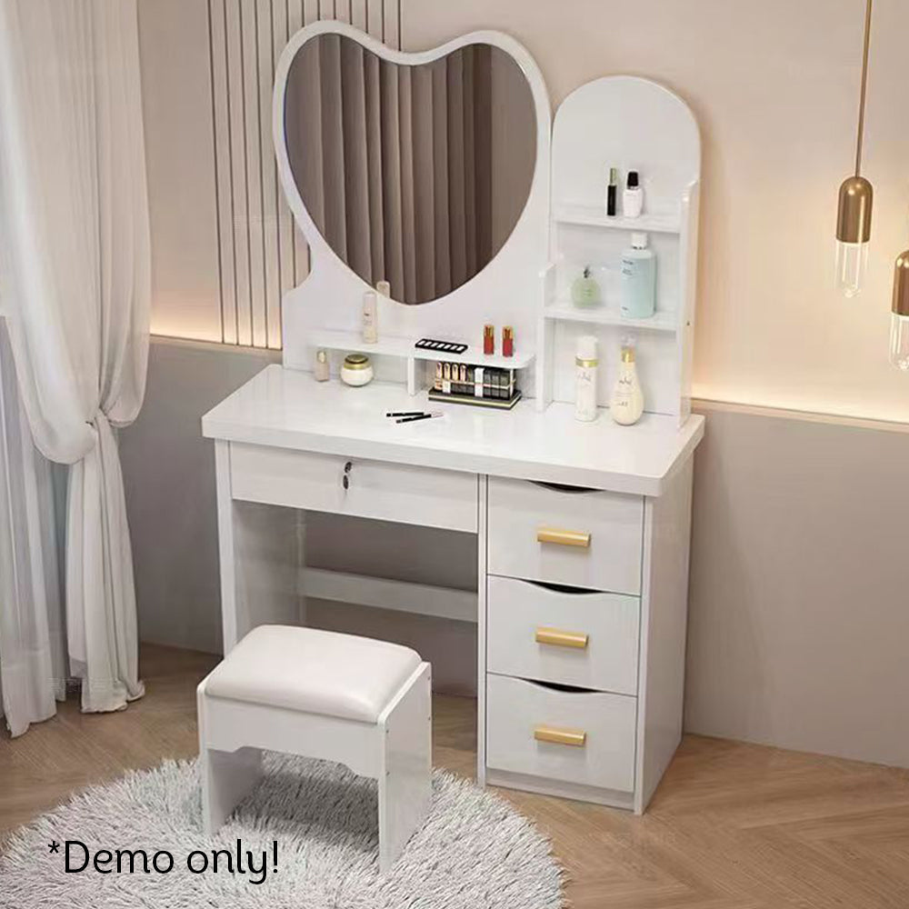 LIVARA 70/80/100CM Length Heart-shaped Mirror Dressing Table With Stool