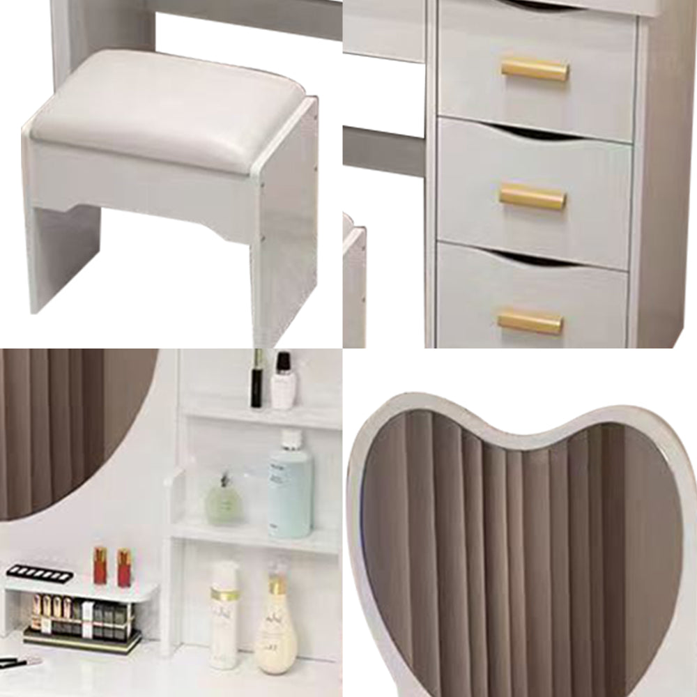 LIVARA 70/80/100CM Length Heart-shaped Mirror Dressing Table With Stool