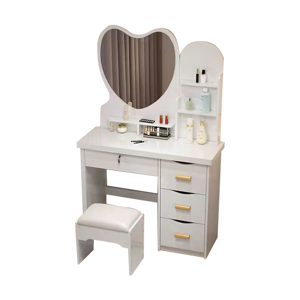 LIVARA 70/80/100CM Length Heart-shaped Mirror Dressing Table With Stool