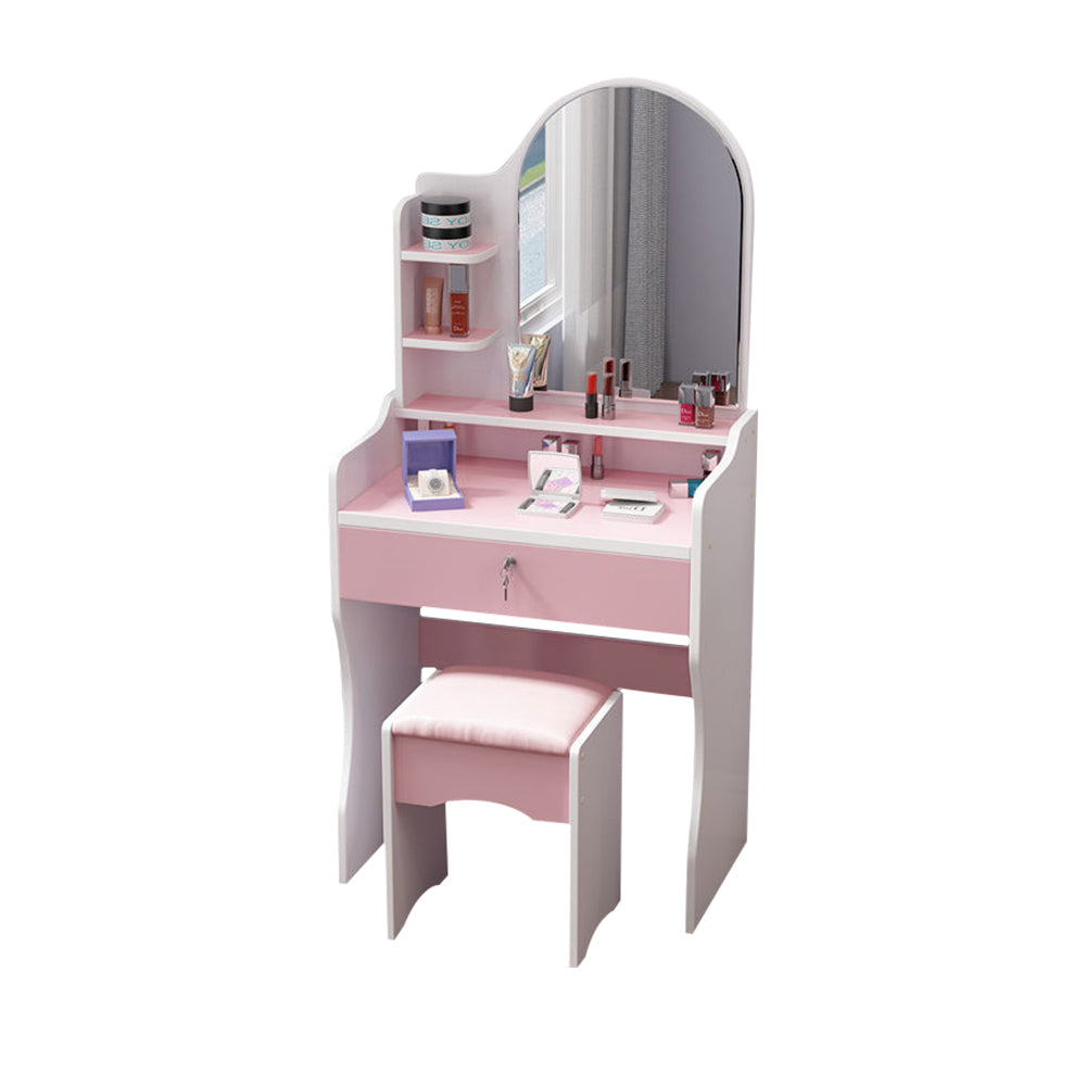 LIVARA 50CM Length Trapezoidal Mirror Dressing Table With Stool