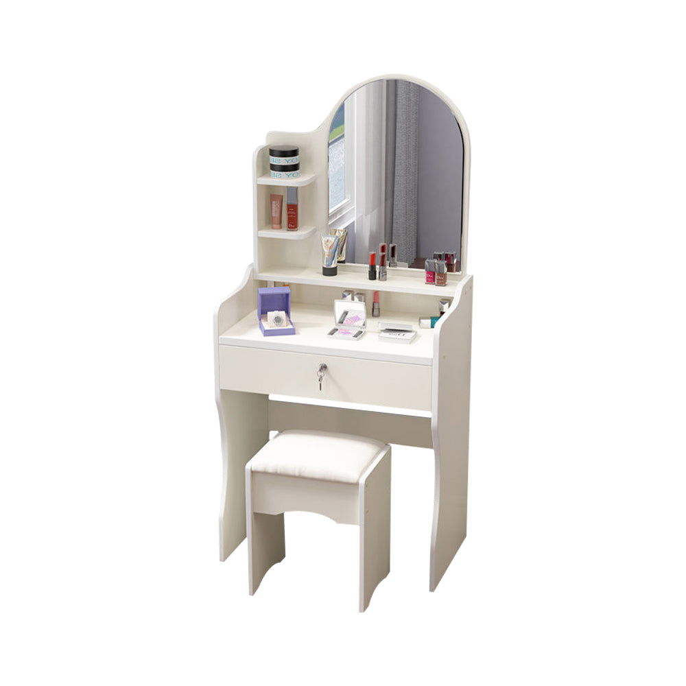 LIVARA 50CM Length Trapezoidal Mirror Dressing Table With Stool