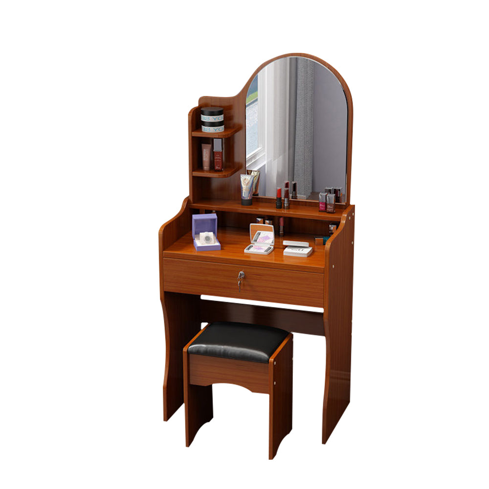 LIVARA 50CM Length Trapezoidal Mirror Dressing Table With Stool