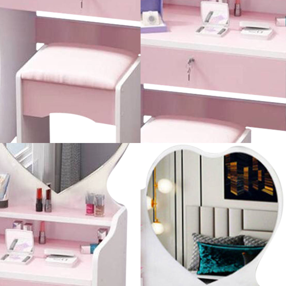 LIVARA 60CM Length Heart-shaped Mirror Dressing Table With Stool