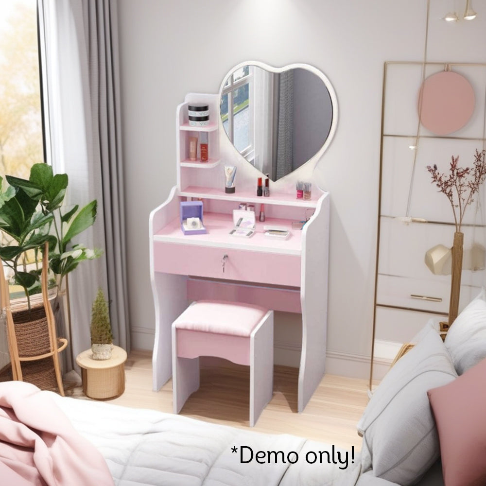 LIVARA 60CM Length Heart-shaped Mirror Dressing Table With Stool