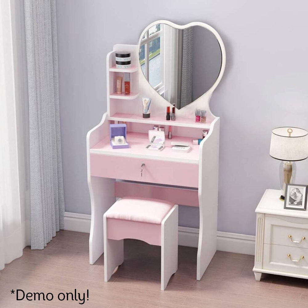 LIVARA 60CM Length Heart-shaped Mirror Dressing Table With Stool