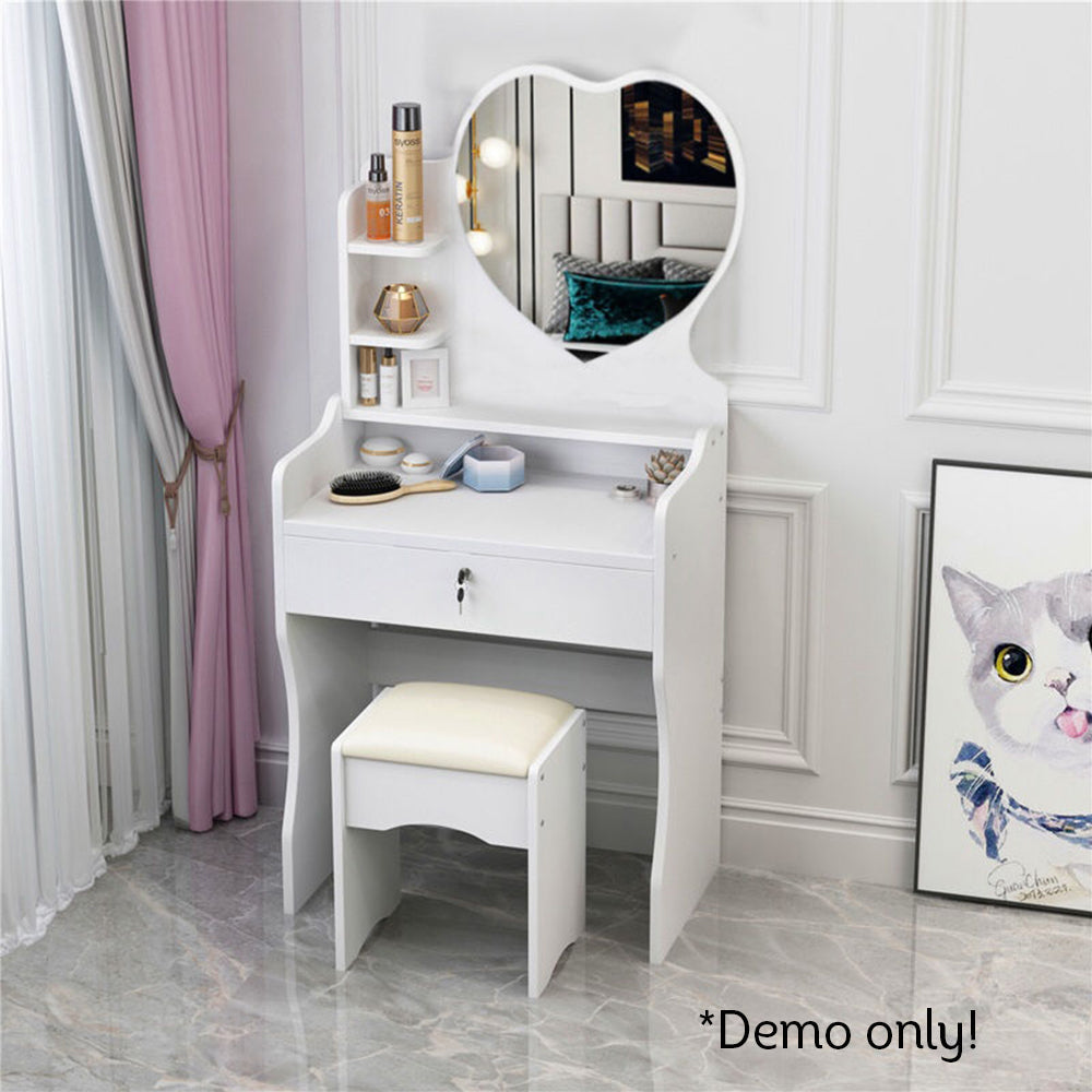 LIVARA 60CM Length Heart-shaped Mirror Dressing Table With Stool