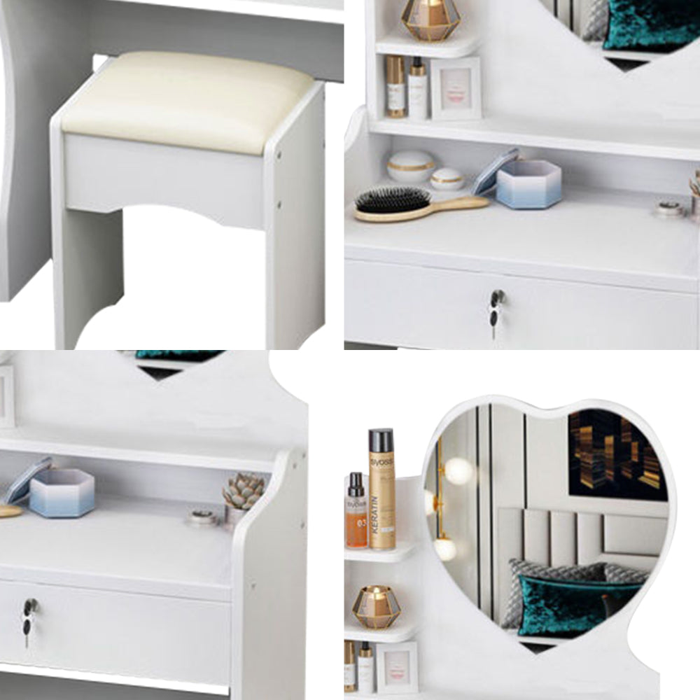 LIVARA 60CM Length Heart-shaped Mirror Dressing Table With Stool