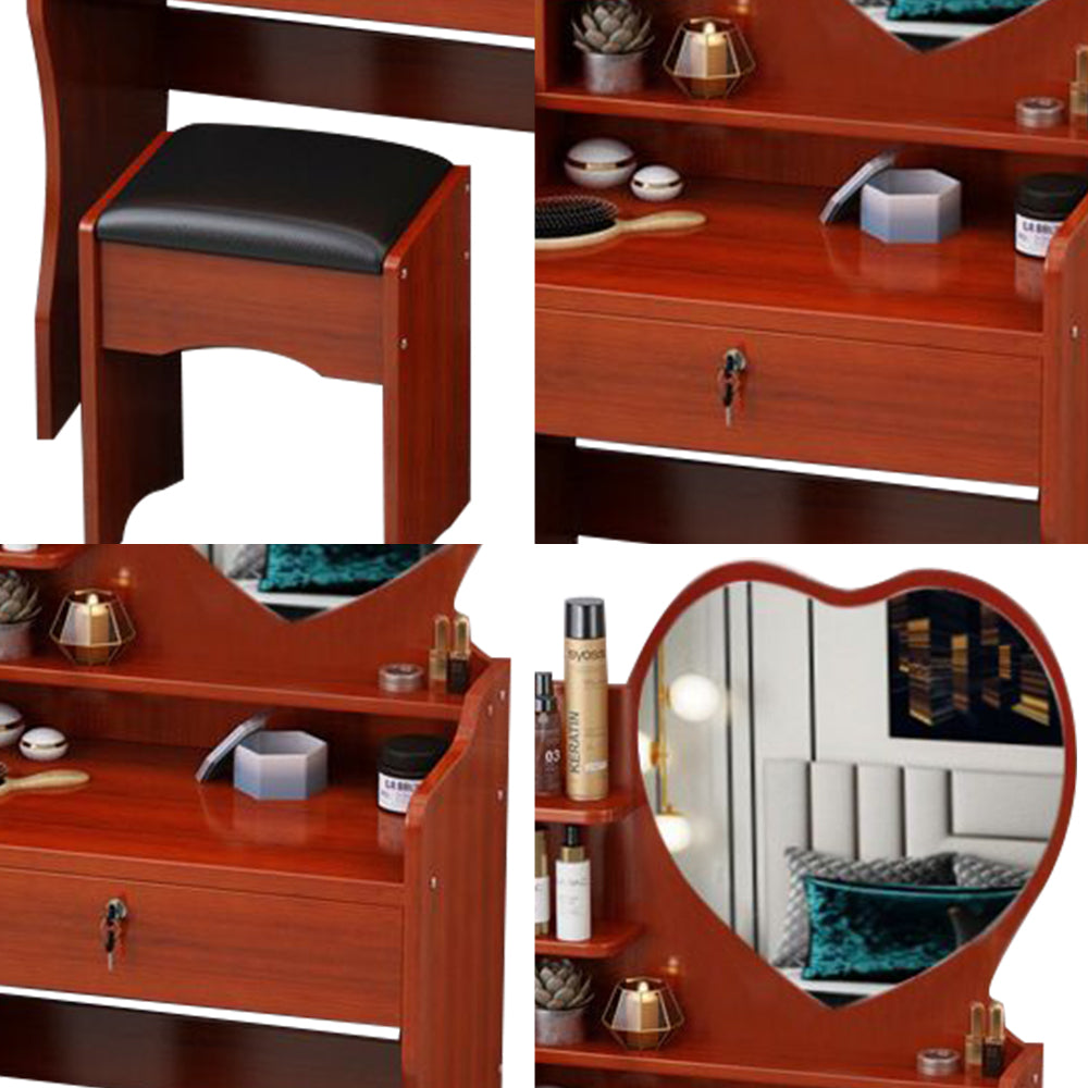 LIVARA 60CM Length Heart-shaped Mirror Dressing Table With Stool
