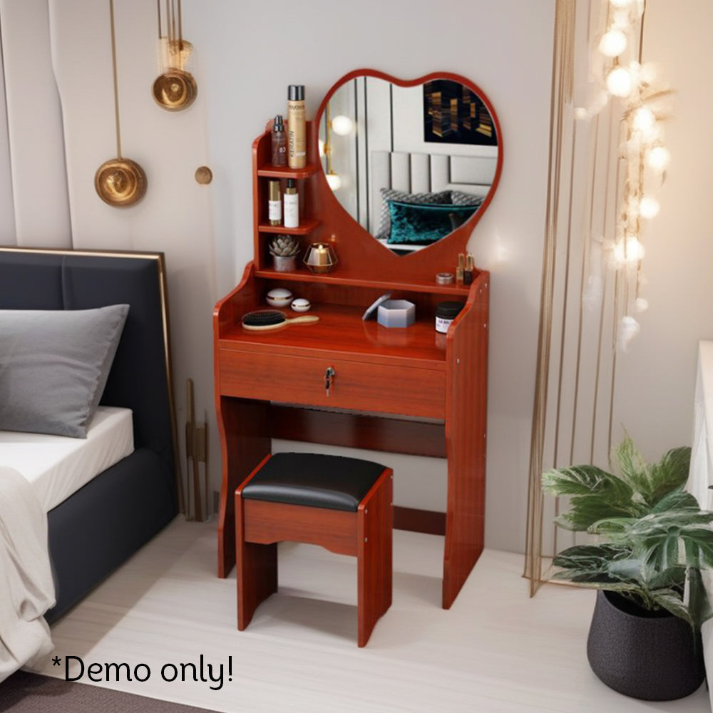 LIVARA 60CM Length Heart-shaped Mirror Dressing Table With Stool