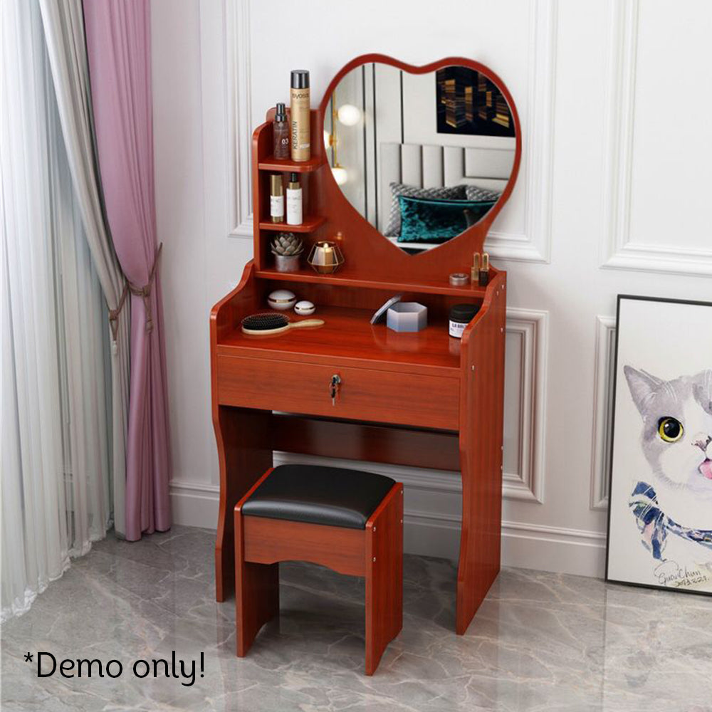 LIVARA 60CM Length Heart-shaped Mirror Dressing Table With Stool