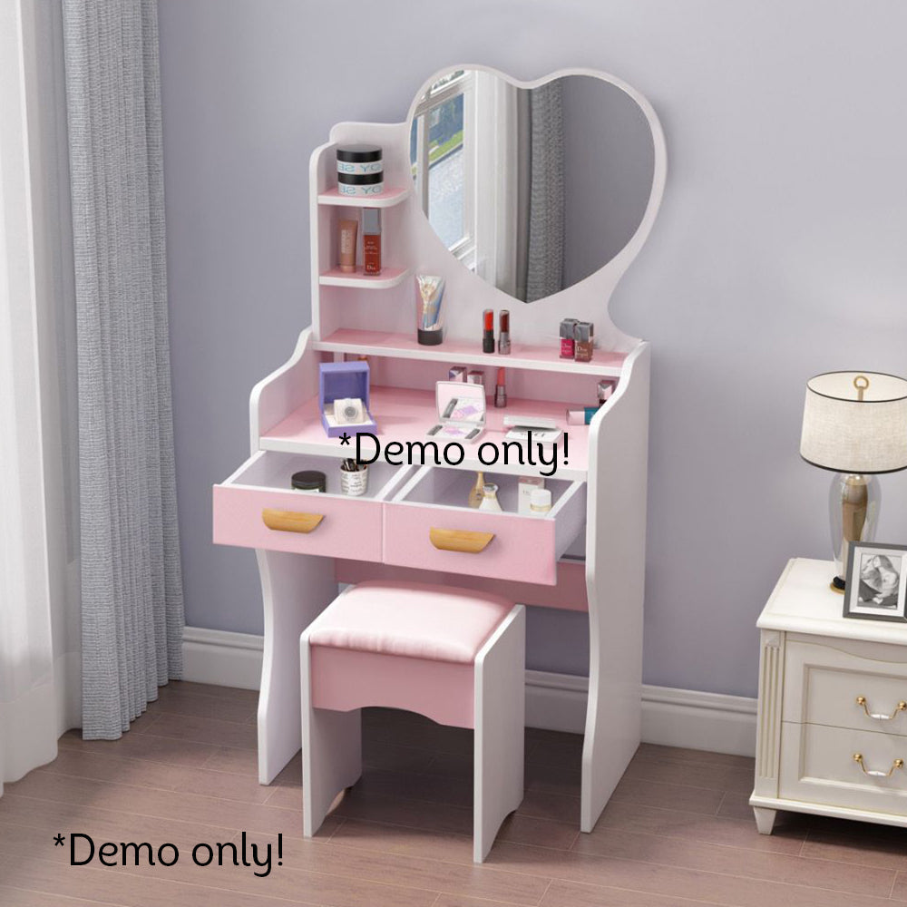 LIVARA 60CM Length Heart-shaped Mirror Dressing Table With Stool