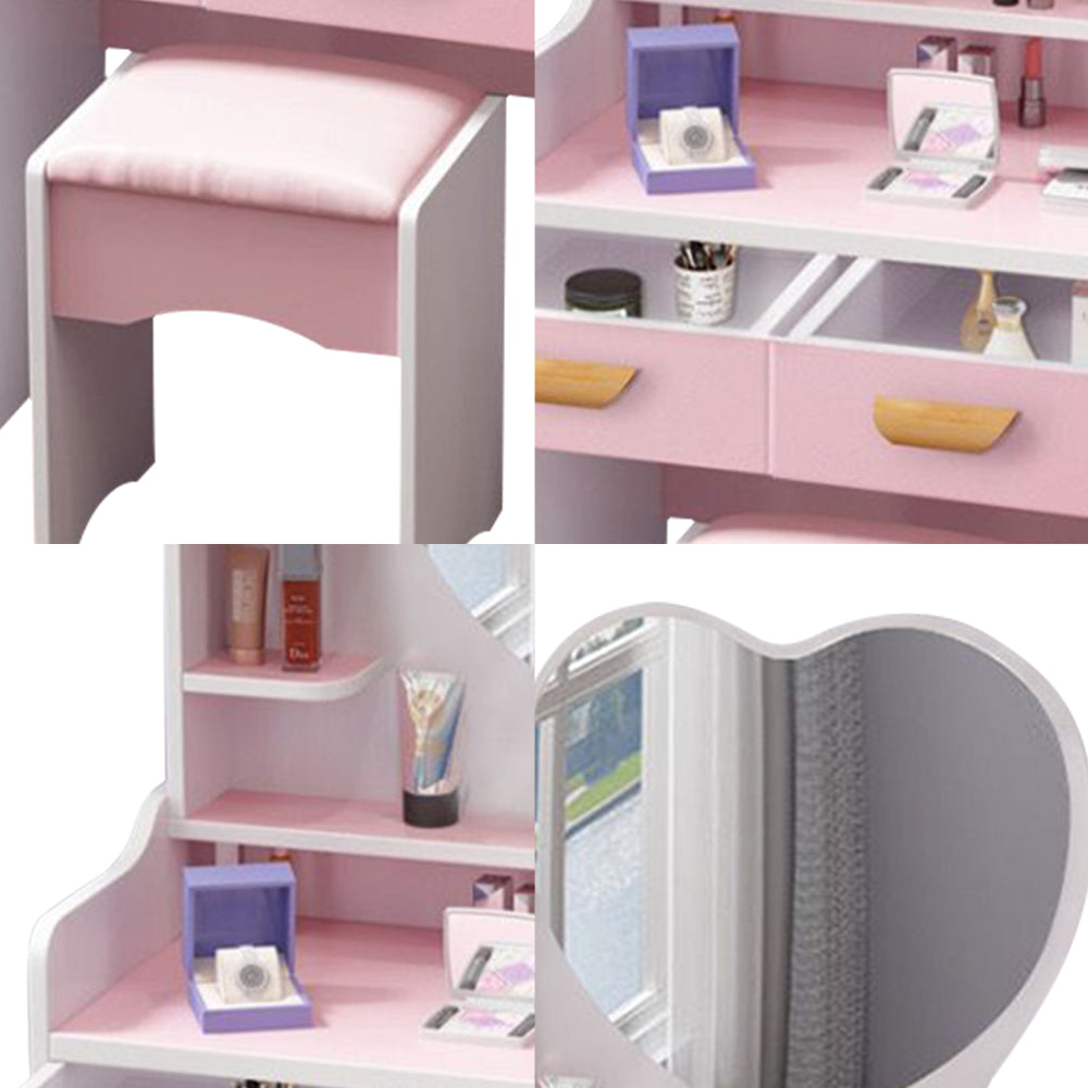 LIVARA 60CM Length Heart-shaped Mirror Dressing Table With Stool