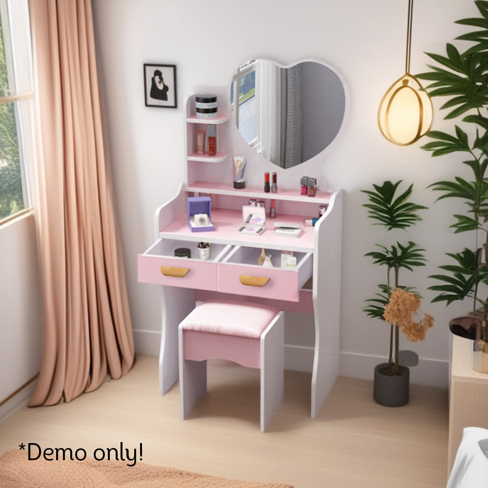 LIVARA 60CM Length Heart-shaped Mirror Dressing Table With Stool