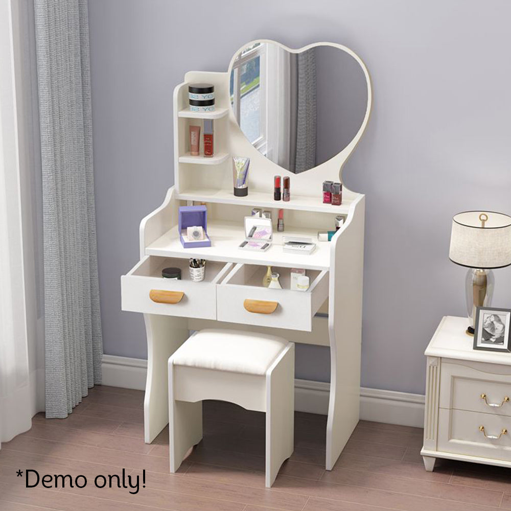 LIVARA 60CM Length Heart-shaped Mirror Dressing Table With Stool