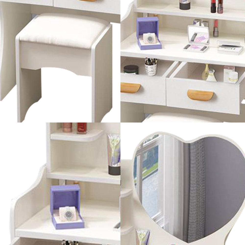 LIVARA 60CM Length Heart-shaped Mirror Dressing Table With Stool