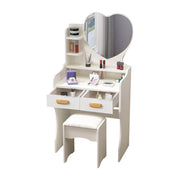 LIVARA 60CM Length Heart-shaped Mirror Dressing Table With Stool