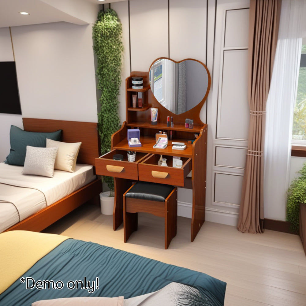 LIVARA 60CM Length Heart-shaped Mirror Dressing Table With Stool