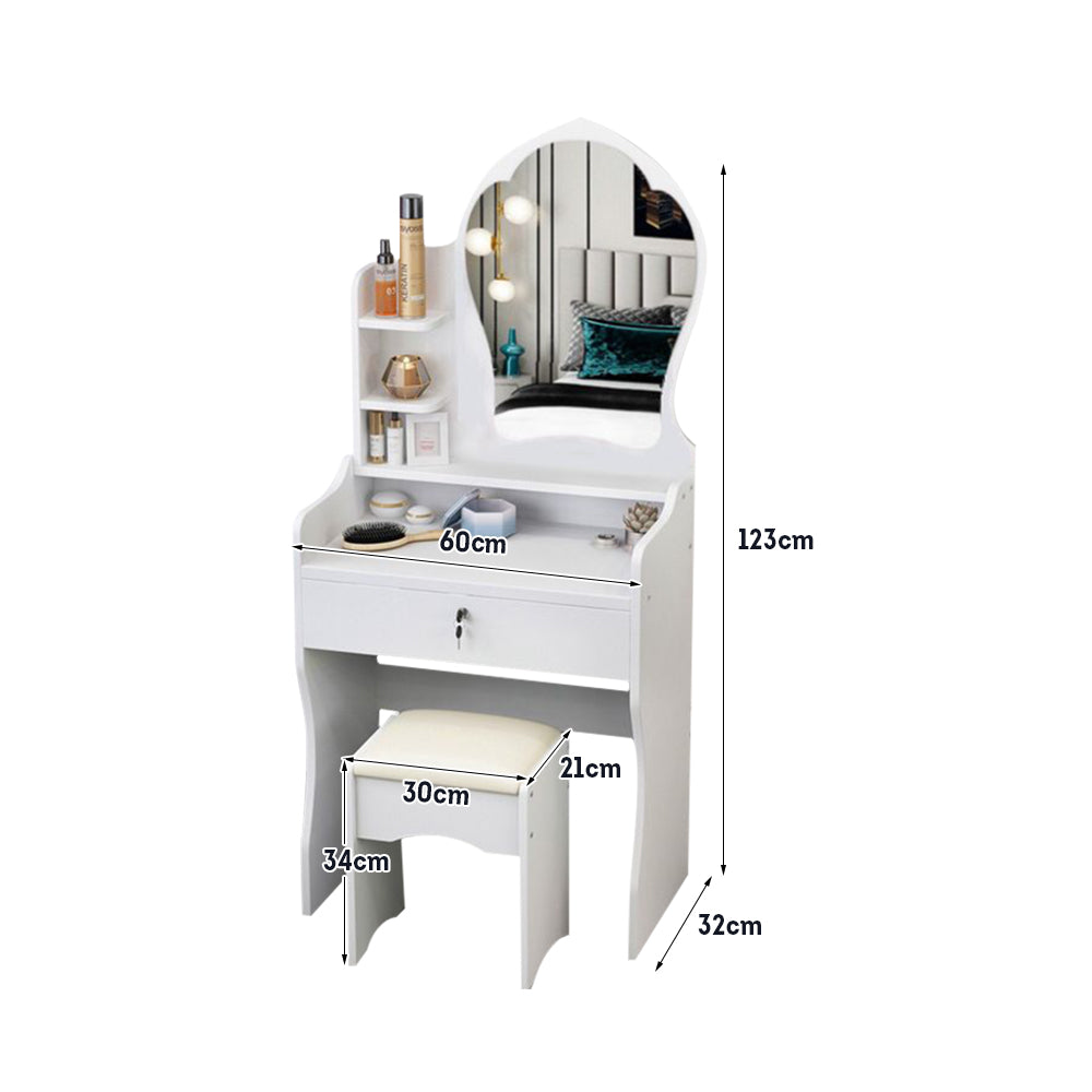 LIVARA 60CM Length Princess Mirror Dressing Table With Stool