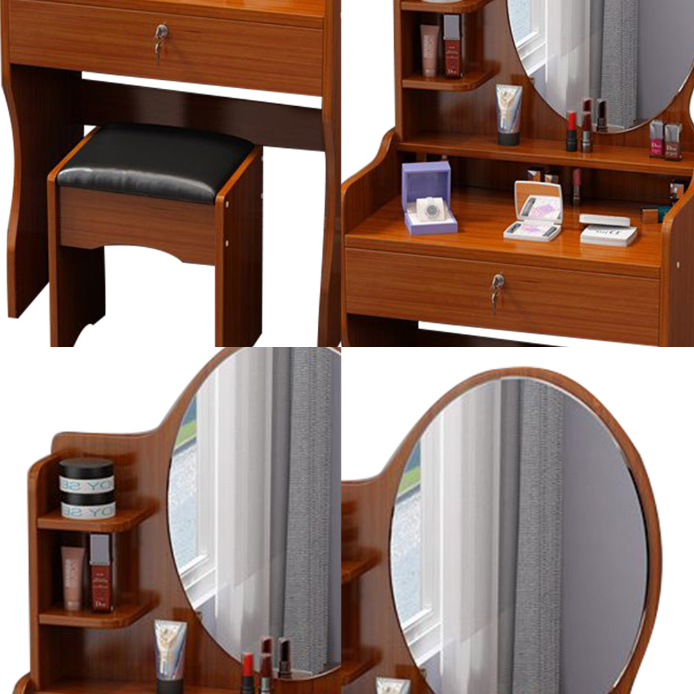 LIVARA 60CM Length Round Mirror Dressing Table With Stool