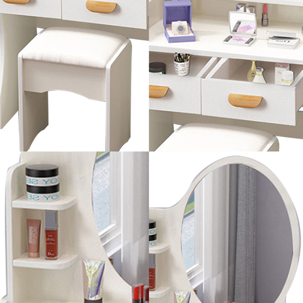LIVARA 60CM Length Round Mirror Dressing Table With Stool
