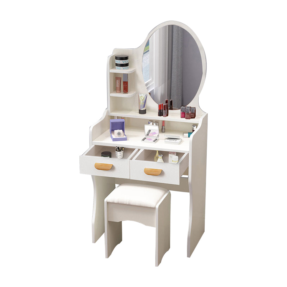 LIVARA 60CM Length Round Mirror Dressing Table With Stool