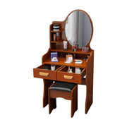 LIVARA 60CM Length Round Mirror Dressing Table With Stool