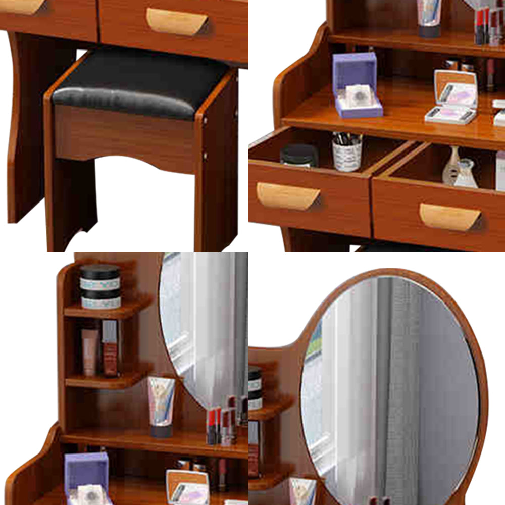 LIVARA 60CM Length Round Mirror Dressing Table With Stool
