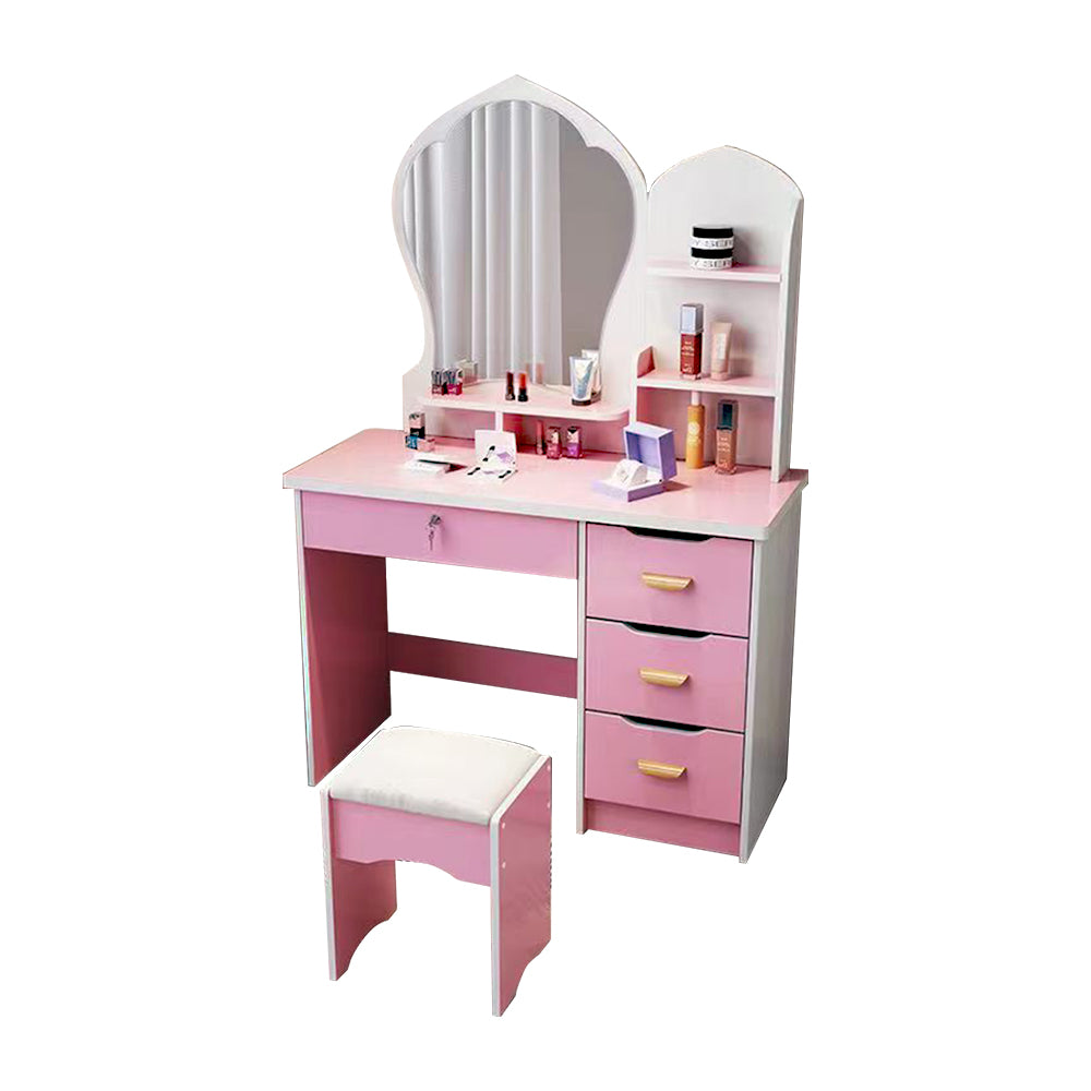 LIVARA 70-80CM Length Princess-Style Large Mirror Dressing Table With Stool