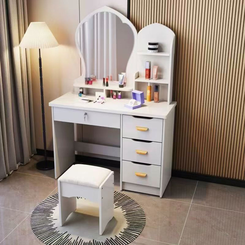 LIVARA 70-80CM Length Princess-Style Large Mirror Dressing Table With Stool