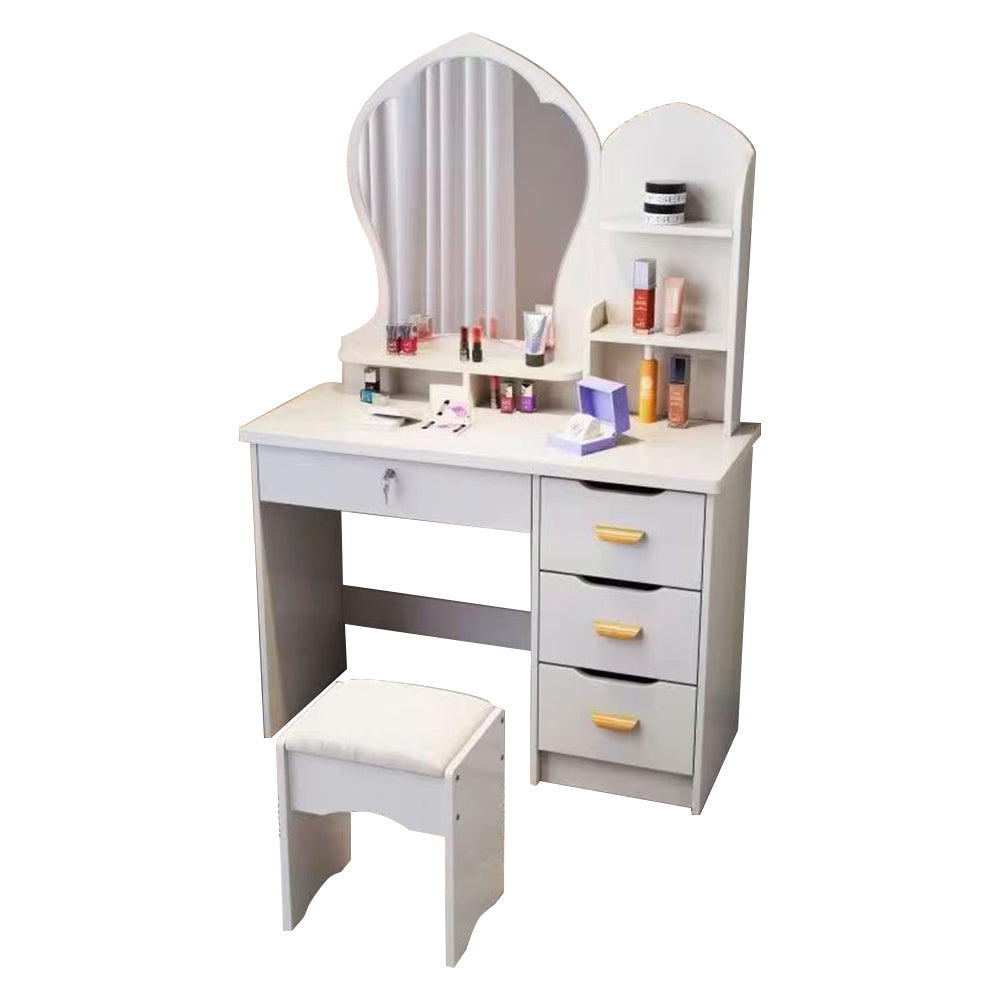 LIVARA 70-80CM Length Princess-Style Large Mirror Dressing Table With Stool