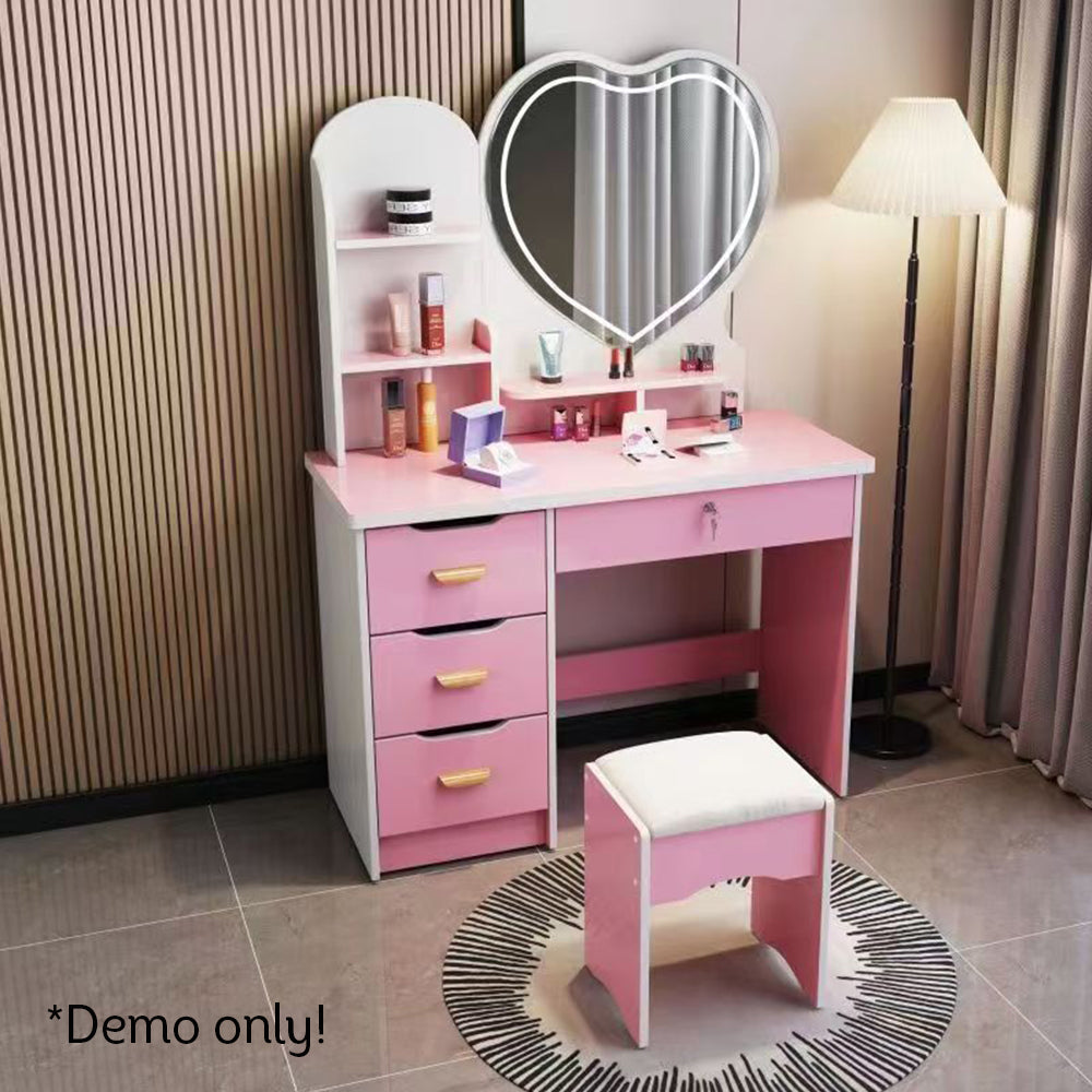 LIVARA 70/80/100CM Length Heart-shaped Mirror Dressing Table With Stool