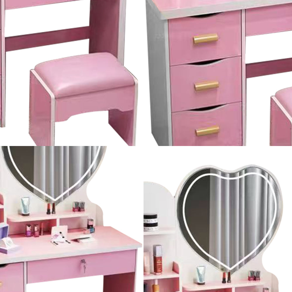LIVARA 70/80/100CM Length Heart-shaped Mirror Dressing Table With Stool