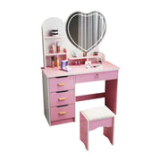 LIVARA 70/80/100CM Length Heart-shaped Mirror Dressing Table With Stool