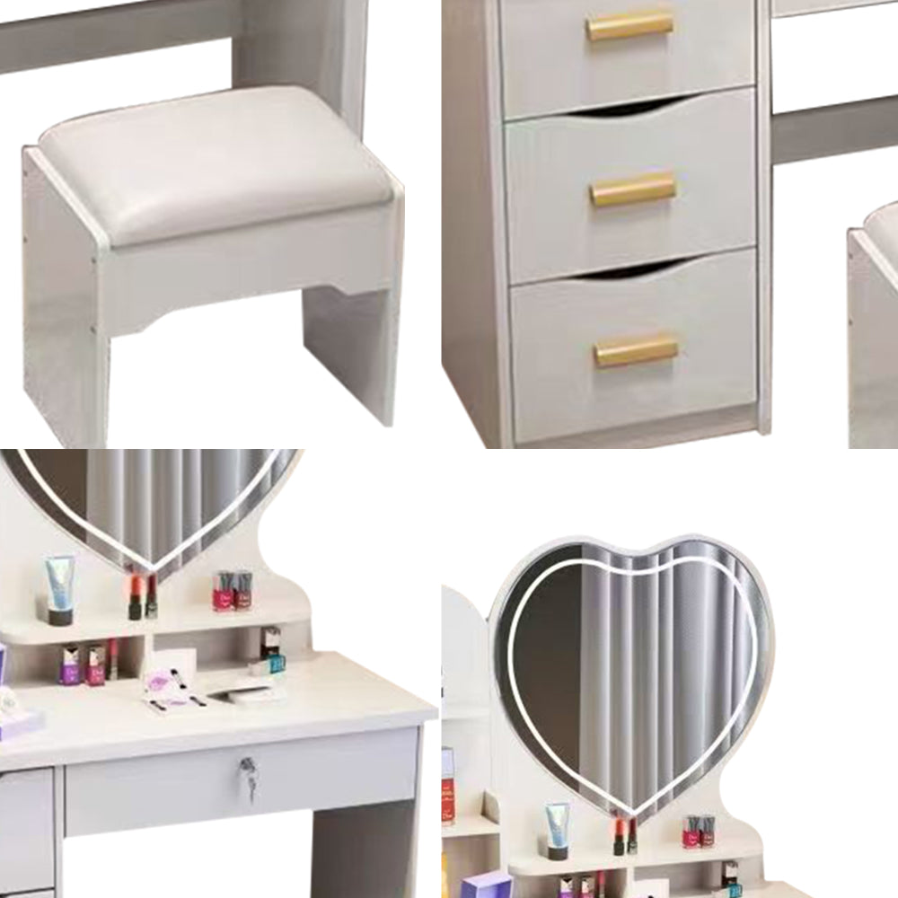 LIVARA 70/80/100CM Length Heart-shaped Mirror Dressing Table With Stool