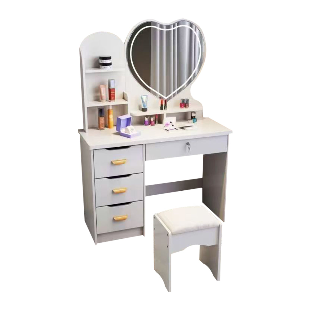 LIVARA 70/80/100CM Length Heart-shaped Mirror Dressing Table With Stool