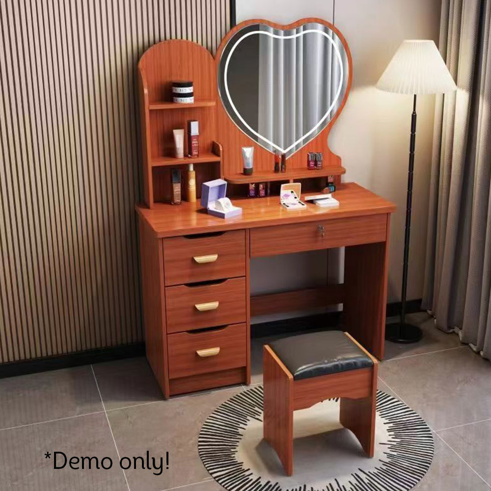 LIVARA 70/80/100CM Length Heart-shaped Mirror Dressing Table With Stool